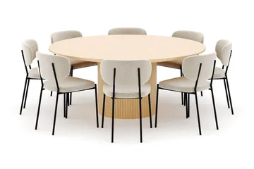 Kopparbo Runt Matbord 180 cm med 8 Gemmiano Stolar - Whitewash - Products - Möbler - Bord & matgrupp - Matgrupp