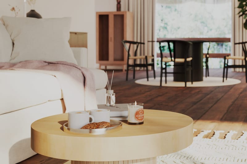 Kopparbo Soffbord 75 cm Runt Vitlaserad Ek - Ljust vitlaserat ekträ - Products - Möbler - Bord & matgrupp - Soffbord