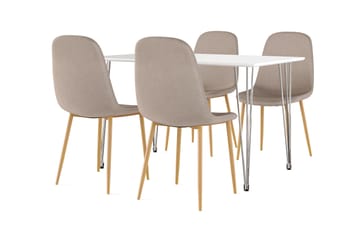 Kronblom Matbord 120 cm +  4 st Nibe stol brun med ek ben - Vit/Brun - Products - Möbler - Bord & matgrupp - Matgrupp
