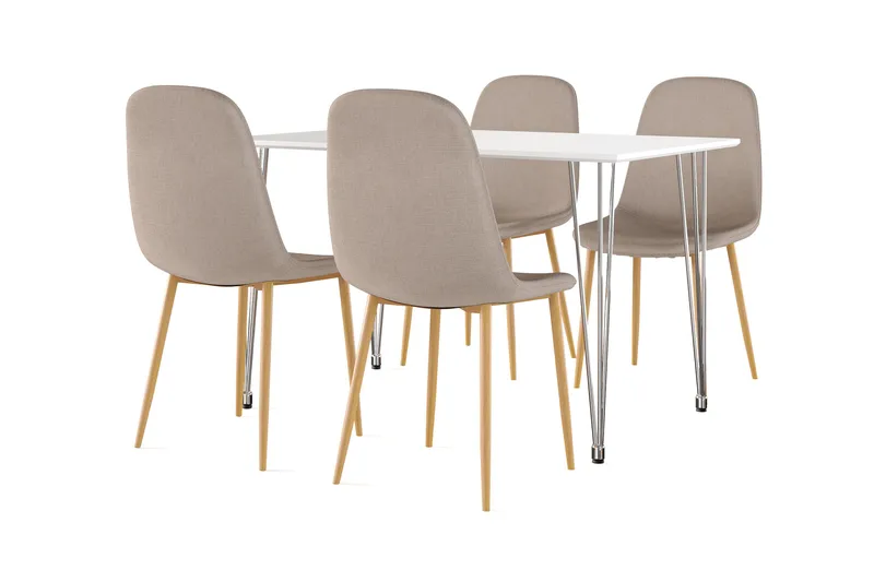 Kronblom Matbord 120 cm +  4 st Nibe stol brun med ek ben - Vit/Brun - Products - Möbler - Bord & matgrupp - Matgrupp