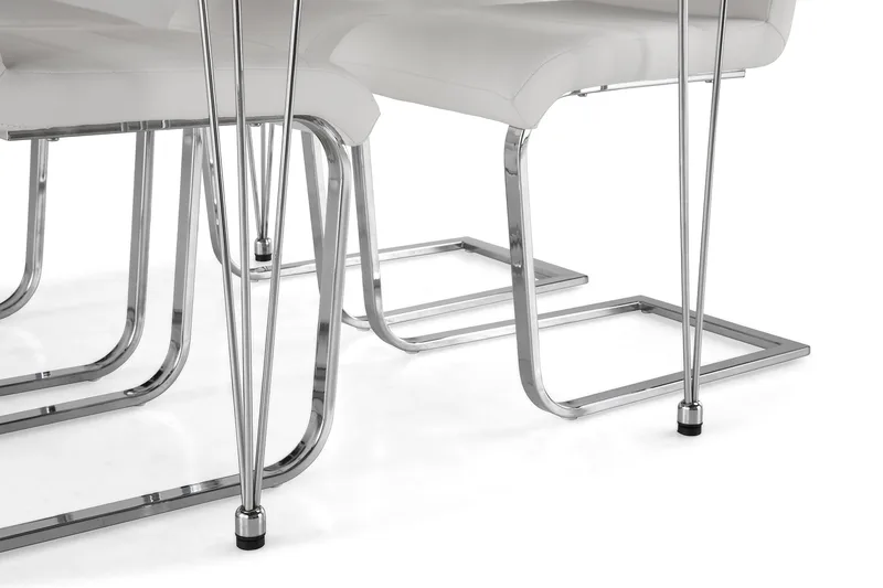 Kronblom Matgrupp 120 cm med 4 Cibus Stol - Vit/Krom/Vit PU - Products - Möbler - Bord & matgrupp - Matgrupp