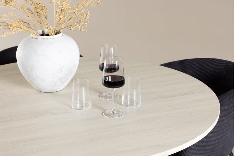 Lanzo Matgrupp 120 cm Rund med 4 Berit stolar - Whitewash/Svart - Products - Möbler - Bord & matgrupp - Matgrupp