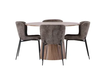 Lanzo Matgrupp 120 cm Rund med 4 Modesto Stolar - Natur - Products - Möbler - Bord & matgrupp - Matgrupp