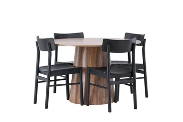 Lanzo Matgrupp 120 cm Rund med 4 Montros Stolar - Natur - Products - Möbler - Bord & matgrupp - Matgrupp