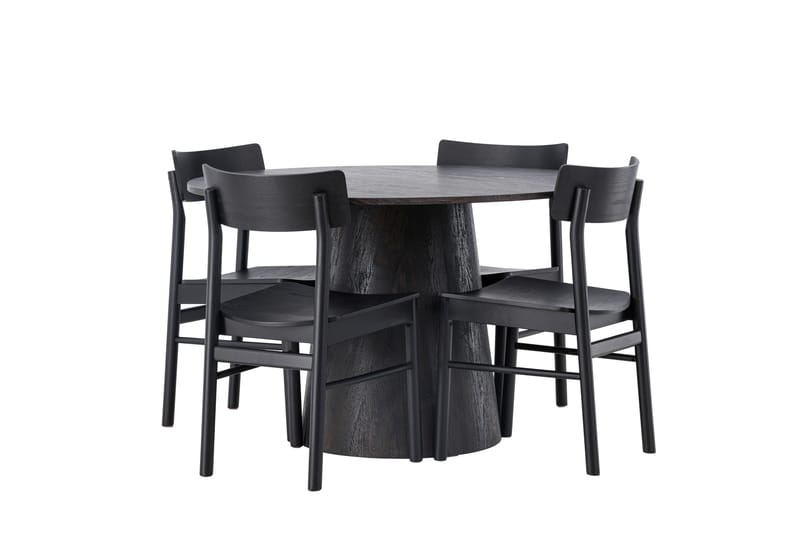 Lanzo Matgrupp 120 cm Rund med 4 Montros stolar - Svart - Products - Möbler - Bord & matgrupp - Matgrupp