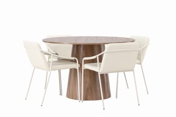 Lanzo Matgrupp 120 cm Rund med 4 Tvist Stolar - Natur - Products - Möbler - Bord & matgrupp - Matgrupp