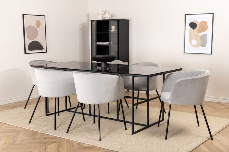 Leif Matgrupp 200 cm Rektangulär med 6 Berit stolar - Svart - Products - Möbler - Bord & matgrupp - Matgrupp