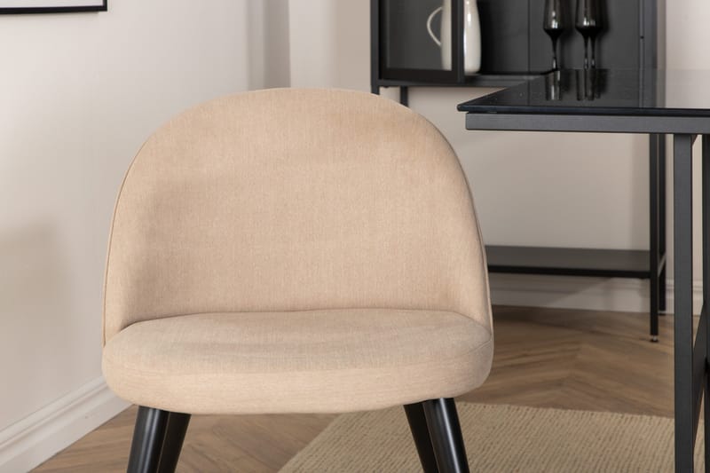 Leif Matgrupp 200 cm Rektangulär med 6 Velvet stolar - Beige - Products - Möbler - Bord & matgrupp - Matgrupp