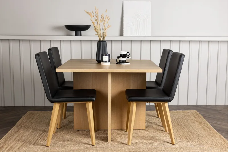 Leo Matgrupp 100 cm Rektangulär med 4 Today stolar - Svart - Products - Möbler - Bord & matgrupp - Matgrupp