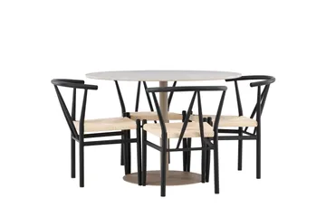 Lycke Matgrupp 110 cm Rund med 4 Alfons stolar - Beige/Svart - Products - Möbler - Bord & matgrupp - Matgrupp