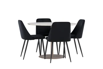 Lycke Matgrupp 110 cm Rund med 4 Night stolar - Beige/Svart - Products - Möbler - Bord & matgrupp - Matgrupp