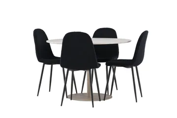 Lycke Matgrupp 110 cm Rund med 4 Polar stolar - Beige/Svart - Products - Möbler - Bord & matgrupp - Matgrupp
