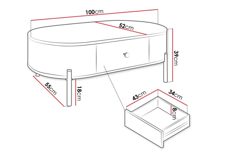 Maggio Soffbord 100x55 cm - Vit - Products - Möbler - Bord & matgrupp - Soffbord