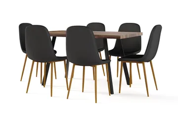 Marcelen Matbord Förlängningsbart med illäggsskiva +  4 st Nibe stol svart med ek ben - Brun/Svart - Products - Möbler - Bord & matgrupp - Matgrupp