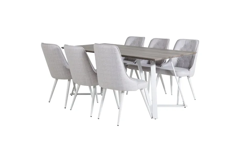 Marina Matgrupp 180 cm Rektangulär med 6 Velvet Deluxe stolar - Ljusgrå - Products - Möbler - Bord & matgrupp - Matgrupp