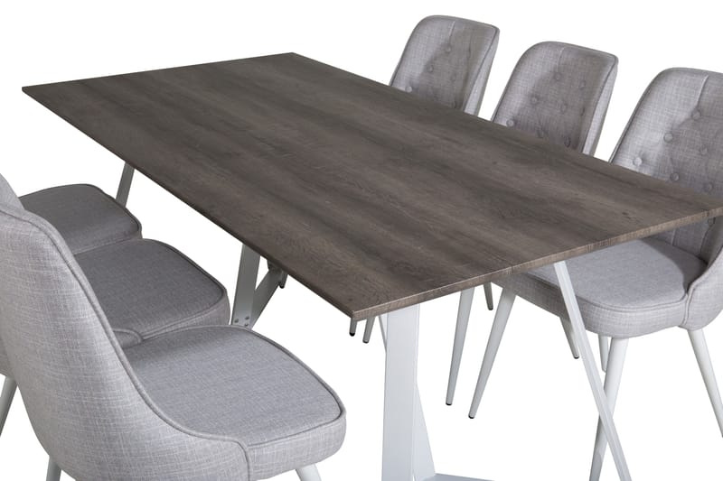 Marina Matgrupp 180 cm Rektangulär med 6 Velvet Deluxe stolar - Ljusgrå - Products - Möbler - Bord & matgrupp - Matgrupp