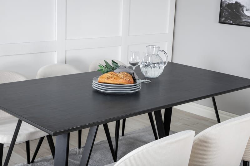 Marina Matgrupp 180 cm Rektangulär med 6 Velvet stolar - Beige - Products - Möbler - Bord & matgrupp - Matgrupp