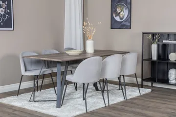 Marina Matgrupp 180 cm Rektangulär med 6 Wrinkles stolar - Svart - Products - Möbler - Bord & matgrupp - Matgrupp