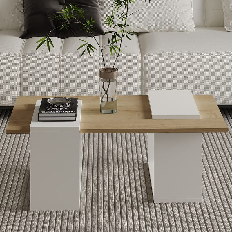 Matris Soffbord 90x37x46,6 cm - Vit och Sapphire Oak - Products - Möbler - Bord & matgrupp - Soffbord