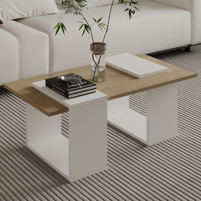 Matris Soffbord 90x37x46,6 cm - Vit och Sapphire Oak - Products - Möbler - Bord & matgrupp - Soffbord