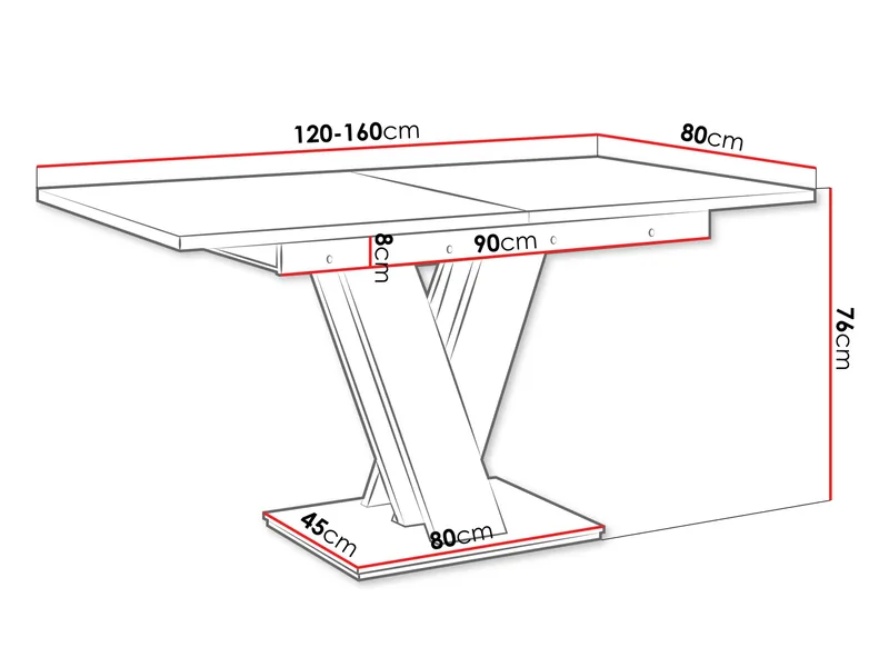 Nand Förlängningsbart Matbord 120-160 cm Rektangulär - Svart - Products - Möbler - Bord & matgrupp - Matbord & köksbord
