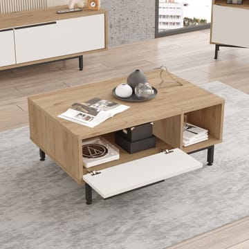 Nilena Soffbord 90x37,6x60 cm - Ek och vitt - Products - Möbler - Bord & matgrupp - Soffbord