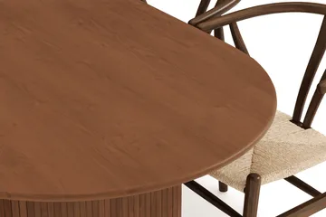 Noira Matgrupp 220 cm Massiv Valnöt med 6 Dastoori Matstol - 2220070-6,2098431-1 - Ribbad / Natur / Mörkbrun / Brunt Trä - Products - Möbler - Bord & matgrupp - Matgrupp