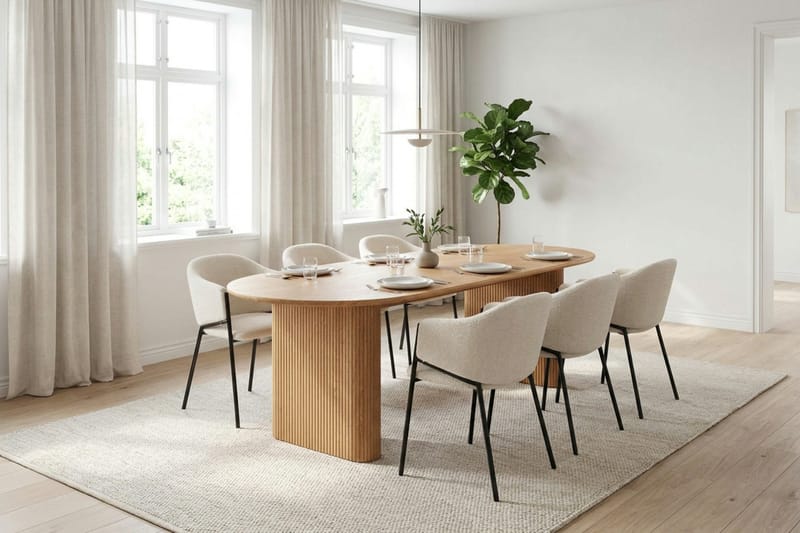 Noira Matgrupp rektangulärt 220 cm Ek med 8 Filip Matstolar - Ek - Products - Möbler - Bord & matgrupp - Matgrupp