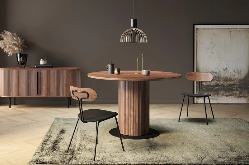 Noira Runt Litet Matbord Valnöt 120 cm - Brun / Ribbad - Products - Möbler - Bord & matgrupp - Matbord & köksbord