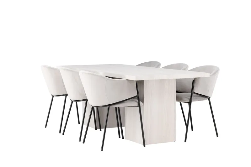 Olga Matgrupp 200 cm Rektangulär med 6 Evelina Stolar - Vit - Products - Möbler - Bord & matgrupp - Matgrupp