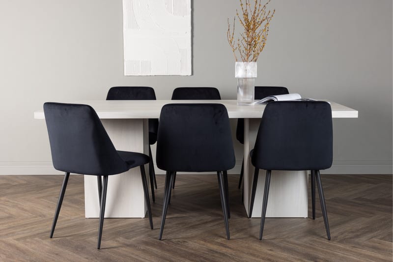 Olga Matgrupp 200 cm Rektangulär med 6 Night Stolar - Vit - Products - Möbler - Bord & matgrupp - Matgrupp