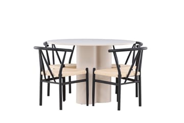 Olivia Matgrupp 110 cm Rund med 4 Alfons stolar - Beige/Svart - Products - Möbler - Bord & matgrupp - Matgrupp