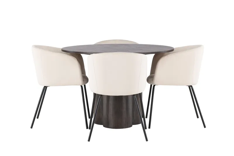 Olivia Matgrupp 110 cm Rund med 4 Berit stolar, Beige
