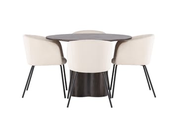Olivia Matgrupp 110 cm Rund med 4 Berit stolar - Beige - Products - Möbler - Bord & matgrupp - Matgrupp