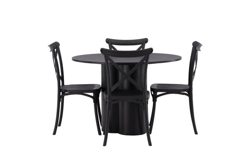 Olivia Matgrupp 110 cm Rund med 4 Crosett Stolar - Svart - Products - Möbler - Bord & matgrupp - Matgrupp