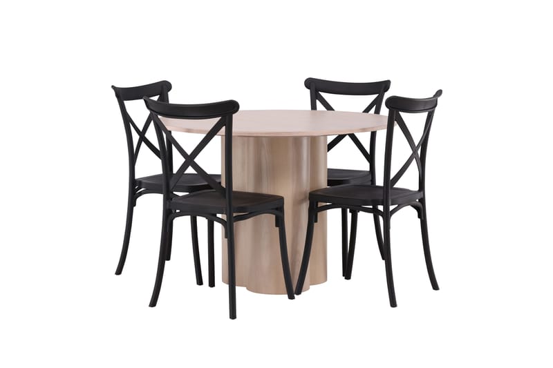Olivia Matgrupp 110 cm Rund med 4 Crosett stolar - Whitewash - Products - Möbler - Bord & matgrupp - Matgrupp