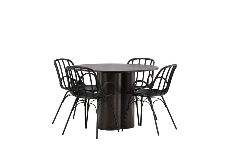 Olivia Matgrupp 110 cm Rund med 4 Dyrön stolar - Svart - Products - Möbler - Bord & matgrupp - Matgrupp