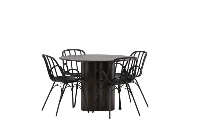 Olivia Matgrupp 110 cm Rund med 4 Dyrön stolar - Svart - Products - Möbler - Bord & matgrupp - Matgrupp