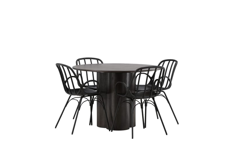 Olivia Matgrupp 110 cm Rund med 4 Dyrön stolar - Svart - Products - Möbler - Bord & matgrupp - Matgrupp