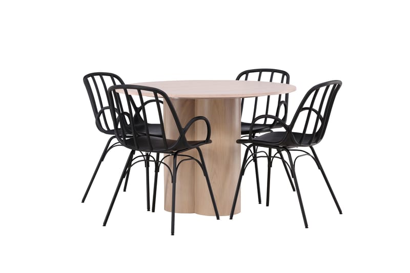 Olivia Matgrupp 110 cm Rund med 4 Dyrön stolar - Whitewash - Products - Möbler - Bord & matgrupp - Matgrupp
