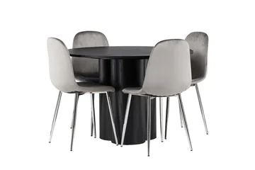 Olivia Matgrupp 110 cm Rund med 4 Eva Stolar - Svart - Products - Möbler - Bord & matgrupp - Matgrupp