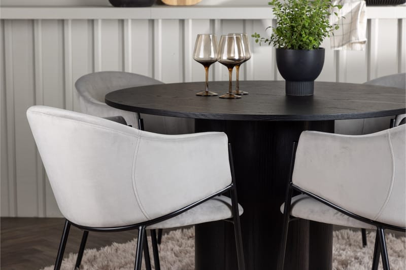 Olivia Matgrupp 110 cm Rund med 4 Evelina Stolar - Svart - Products - Möbler - Bord & matgrupp - Matgrupp