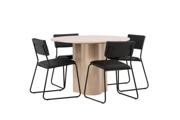 Olivia Matgrupp 110 cm Rund med 4 Kenth Stolar - Svart - Products - Möbler - Bord & matgrupp - Matgrupp