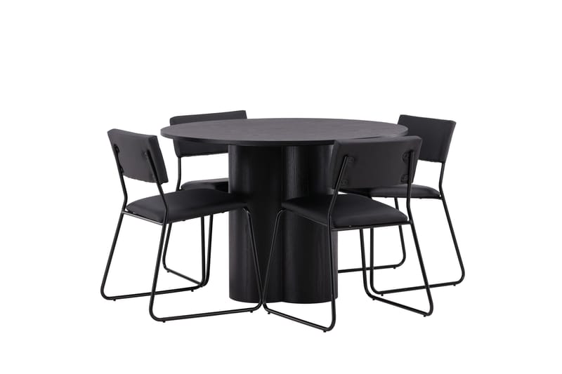 Olivia Matgrupp 110 cm Rund med 4 Kenth Stolar - Svart - Products - Möbler - Bord & matgrupp - Matgrupp