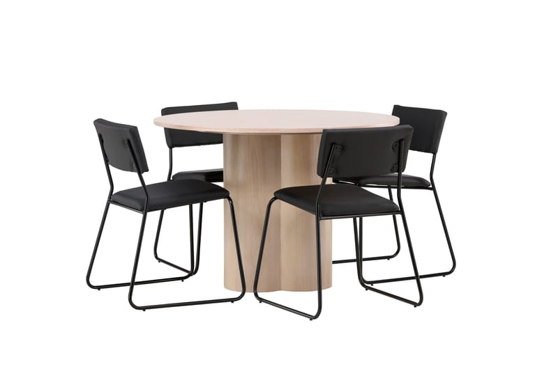 Olivia Matgrupp 110 cm Rund med 4 Kenth Stolar - Svart - Products - Möbler - Bord & matgrupp - Matgrupp