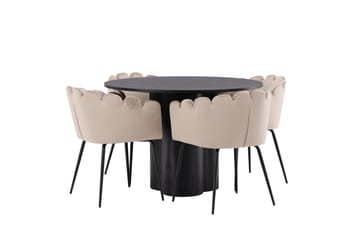 Olivia Matgrupp 110 cm Rund med 4 Limhamn Stolar - Beige - Products - Möbler - Bord & matgrupp - Matgrupp