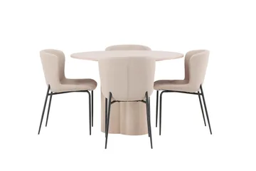 Olivia Matgrupp 110 cm Rund med 4 Modesto stolar - Whitewash - Products - Möbler - Bord & matgrupp - Matgrupp
