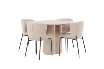 Olivia Matgrupp 110 cm Rund med 4 Modesto stolar - Whitewash - Products - Möbler - Bord & matgrupp - Matgrupp