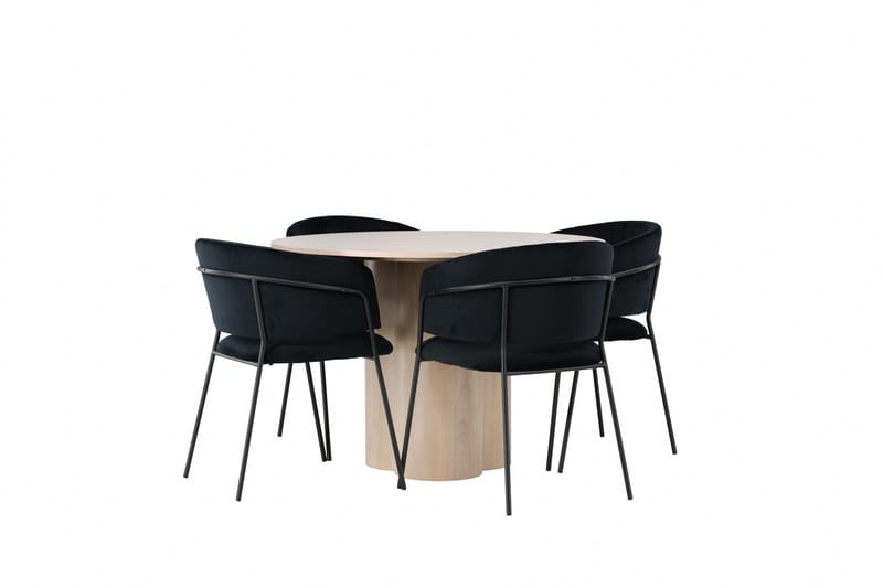 Olivia Matgrupp 110 cm Rund med 4 Selma Stolar - Svart - Products - Möbler - Bord & matgrupp - Matgrupp