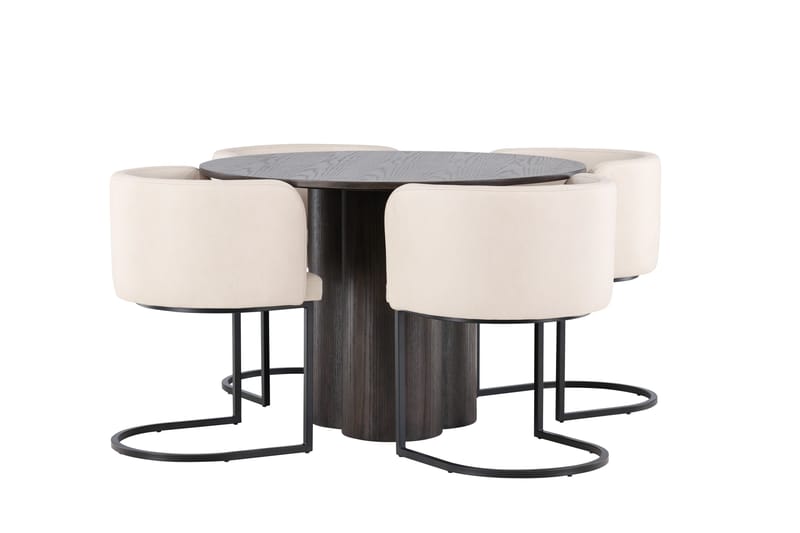 Olivia Matgrupp 110 cm Rund med 4 Simrishamn stolar - Beige - Products - Möbler - Bord & matgrupp - Matgrupp